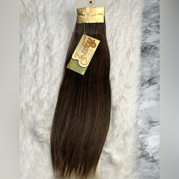 16 In brown #4 100% Human hair Extensions in Straight Hair  - Micro yaki Perm - Picture 1 of 5